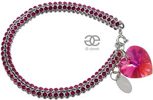 NEW UNIQUE BRACELET CRYSTALS CRYSTALS *CRYSTALLIZED ROSE HEART* SILVER 925