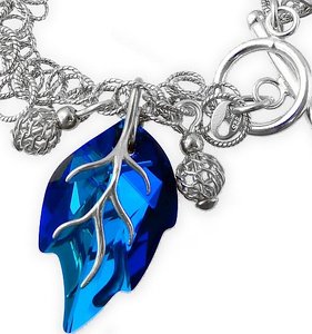 BRACELET CRYSTALS CRYSTALS BLUE LEAF STERLING SILVER 925 CERTIFICATE