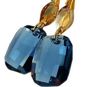 Kryształy piękne długie kolczyki DENIM BLUE GOLD