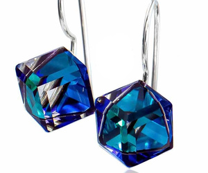 Kryształy Kolczyki Bermuda Blue Cube Srebro Certyfikat