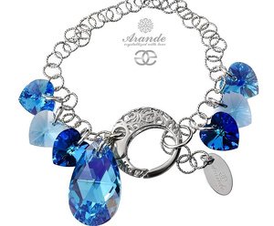 CRYSTALS BEAUTIFUL BRACELET AQUA MANY COLORS STERLING SILVER