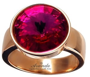 NEW! CRYSTALS CRYSTALS RING FUCHSIA PARIS ROSE GOLD SILVER CERTIFICATE