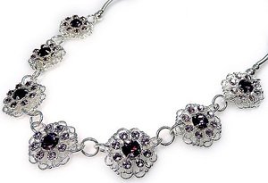 CRYSTALS BEAUTIFUL NECKLACE AMETHYST FEELING GLOSS STERLING SILVER