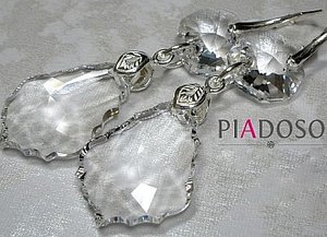 Kryształy piękny długi komplet+łańcuszek CRYSTAL