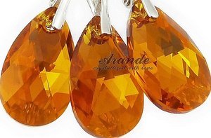 JEDYNE SWAROVSKI kolczyki+wisiorek TOPAZ SREBRO