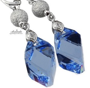 CRYSTALS BEAUTIFUL EARRINGS SAPPHIRE DIAMOND STERLING SILVER 925