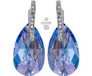 Kryształy Ozdobne Kolczyki Sapphire Shimmer Srebro