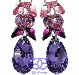 CRYSTALS CRYSTALS EARRINGS *ZODIAC VIOLET* STERLING SILVER 925 CERTIFICATE