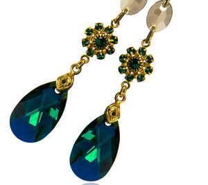 Kryształy Cudne Kolczyki Emerald Bella Gold
