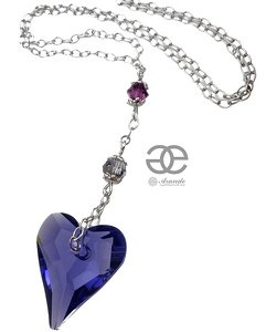 NECKLACE CRYSTALS CRYSTALS *TANZANITE HEART* STERLING SILVER 925 CERTIFICATE