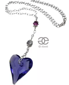 Kryształy Piękny Naszyjnik Tanzanite Heart Srebro
