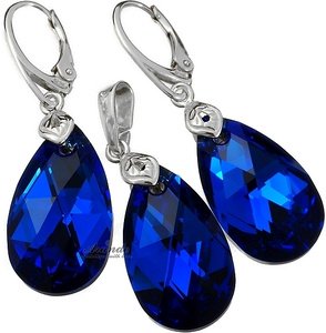 CRYSTALS UNIQUE EARRINGS PENDANT BLUE COMET STERLING SILVER 925