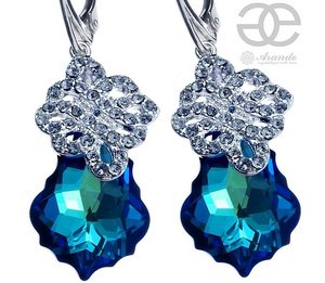 Kryształy SPECIAL kolczyki BERMUDA BLUE SREBRO