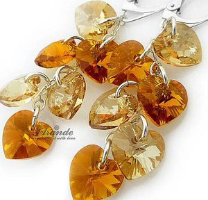 SWAROVSKI długie kolczyki SREBRO Serce CERTYFIKAT