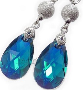 CRYSTALS CRYSTALS *BLUE ZIRCON* EARRINGS STERLING SILVER CERTIFICATE