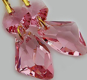 Kryształy Piękne Długie Kolczyki Rose Cosmo