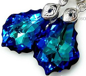 NOWE Kryształy kolczyki wisiorek BAROQUE BLUE