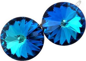 Nowe! Kryształy Piękny Komplet Bermuda Blue Srebro