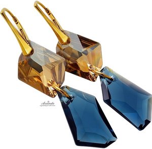 CRYSTALS UNIQUE EARRINGS MONTANA GOLD PLATED STERLING SILVER