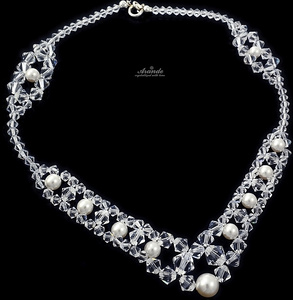 Kryształy Naszyjnik Crystal Pearl Srebro Ślub