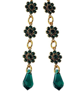 Kryształy Kolczyki Emerald Feel Long Złote Srebro