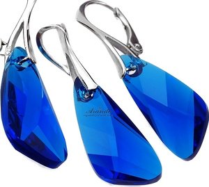 Kryształy kolczyki wisiorek CAPRI BLUE WING SREBRO