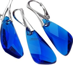 Kryształy Kolczyki Wisiorek Capri Blue Wing Srebro
