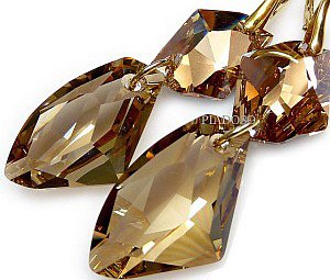 CRYSTALS EARRINGS+PENDANT *GOLDEN COSMO* STERLING SILVER 24K GOLD PLATED