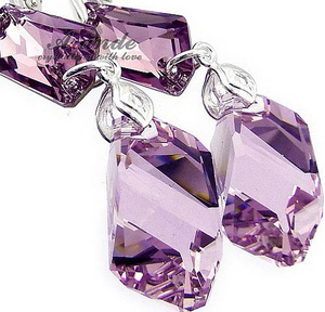Kryształy Piękne Długie Kolczyki Light Amethyst