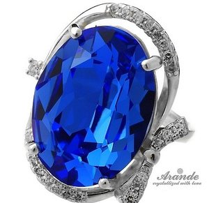 CRYSTALS CRYSTALS BEAUTIFUL RING SPECIAL SAPPHIRE STERLING SILVER 925