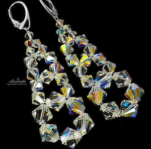 Kryształy Kolczyki Aurora Crystal Srebro Ślub