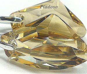 Promocja! Kryształy Duże Kolczyki Srebro 27mm Golden Galactic