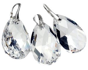 CRYSTALS LARGE EARRINGS PENDANT  STERLING SILVER 925