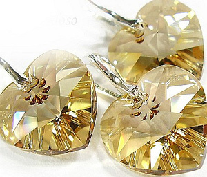 Promocja Kryształy Serce 18mm Komplet Srebro Gold