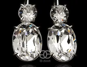 Kryształy Piękne Kolczyki Crystal Oryginał Srebro