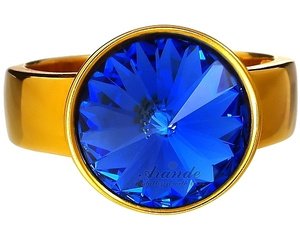 SWAROVSKI piękny pierścionek SAPPHIRE ZŁOTE SREBRO