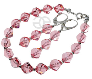 Komplet Kryształy Rose Crystal Srebro