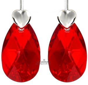 CRYSTALS BEAUTIFUL EARRINGS RED SIAM STERLING SILVER 925