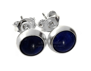 Lapis Lazuli Srebro Eleganckie Kolczyki Sztyft 7mm