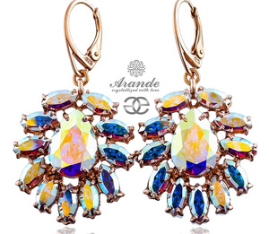Kryształy Przepiękne Kolczyki Aurora Azure Rose Gold