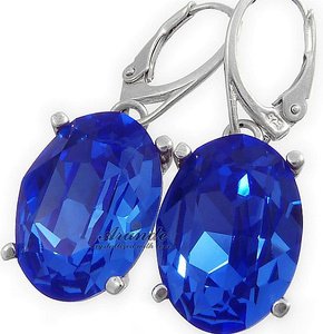Kryształy Przepiękne Kolczyki Sapphire Srebro