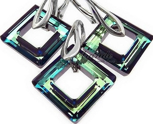Kryształy Special Komplet Blue Square Srebro 925