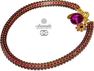 Kryształy Ozdobna Bransoletka Fuchsia Gold Crystallized Złote Srebro