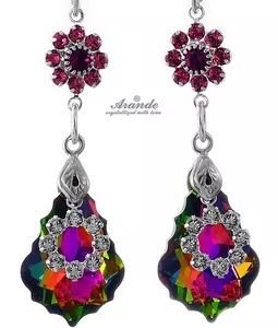 Piękne Kolczyki Kryształy Crystals Vitrail Orchidea