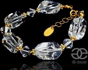 CRYSTALS BEAUTIFUL BRACELET CUBIC CRYSTAL GOLD PLATED STERLING SILVER