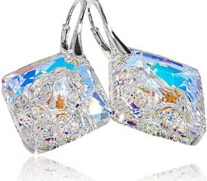 NEW CRYSTALS BEAUTIFUL EARRINGS BLUE DESIGN STERLING SILVER 925 (1)