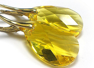 Kryształy Piękne Pozłacane Kolczyki Light Topaz