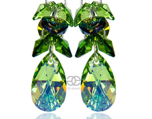 CRYSTALS EARRINGS *PERIDOT ZODIAC* STERLING SILVER 925