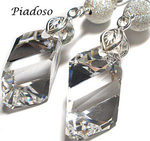 Kryształy piękne długie srebrne kolczyki CRYSTAL