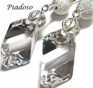 Kryształy Piękne Długie Srebrne Kolczyki Crystal